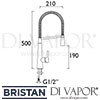 Bristan SAFFRON Professional Sink Mixer Pull Out Spray Tap Dimensions